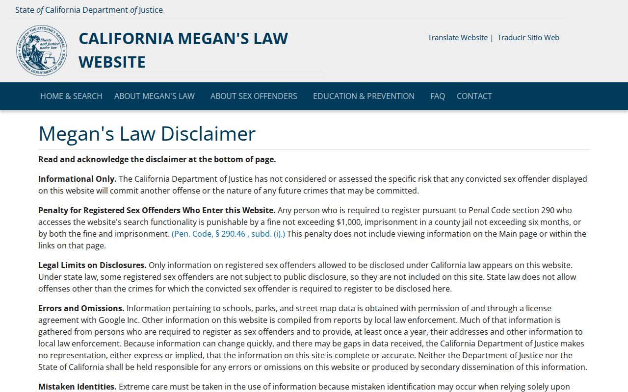 Norco resident search reference to the California Megan's Law registry