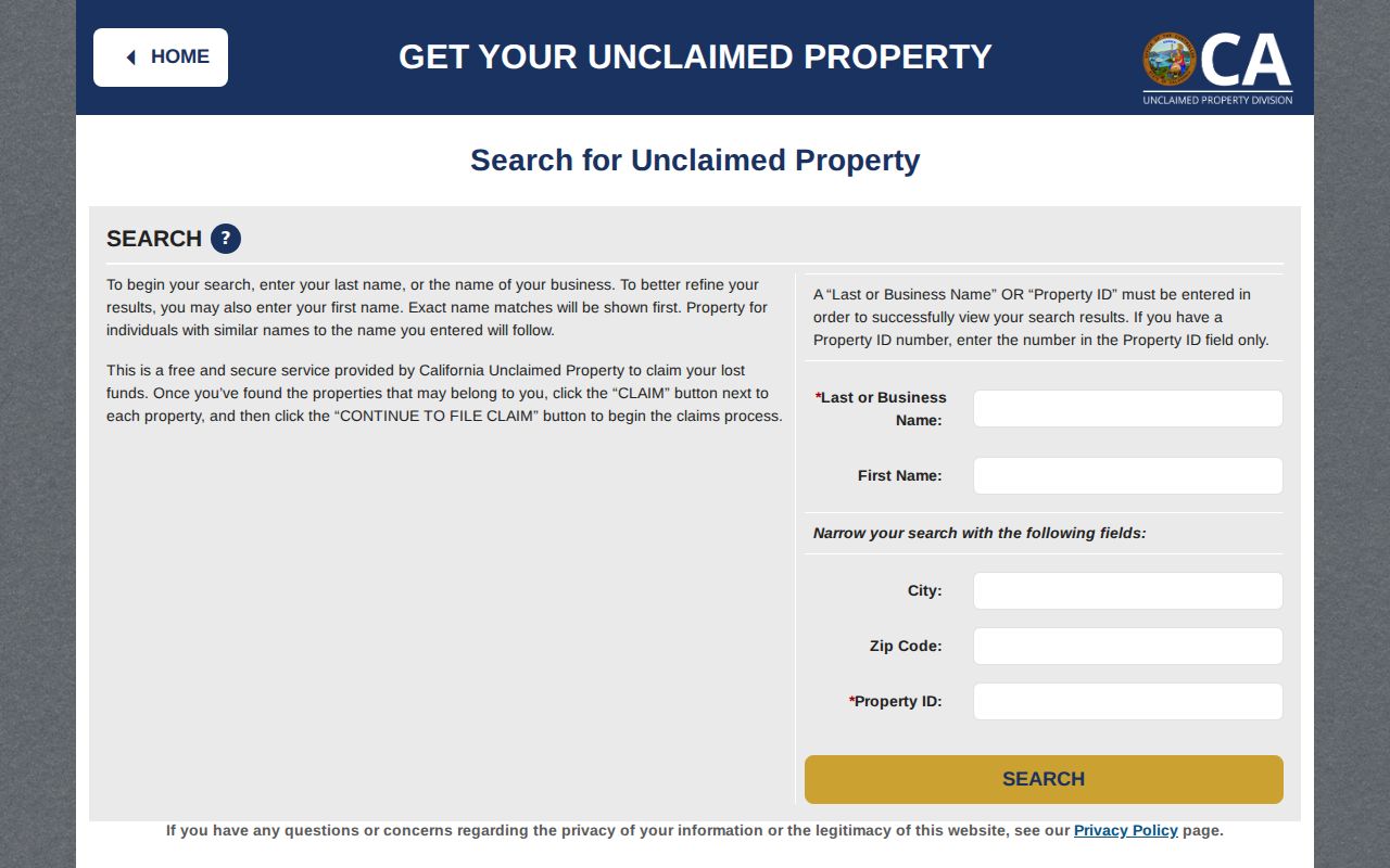 Norco unclaimed property resident search clue from California ClaimIt
