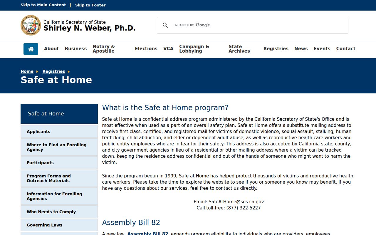 Norco ZIP code Safe at Home privacy reference